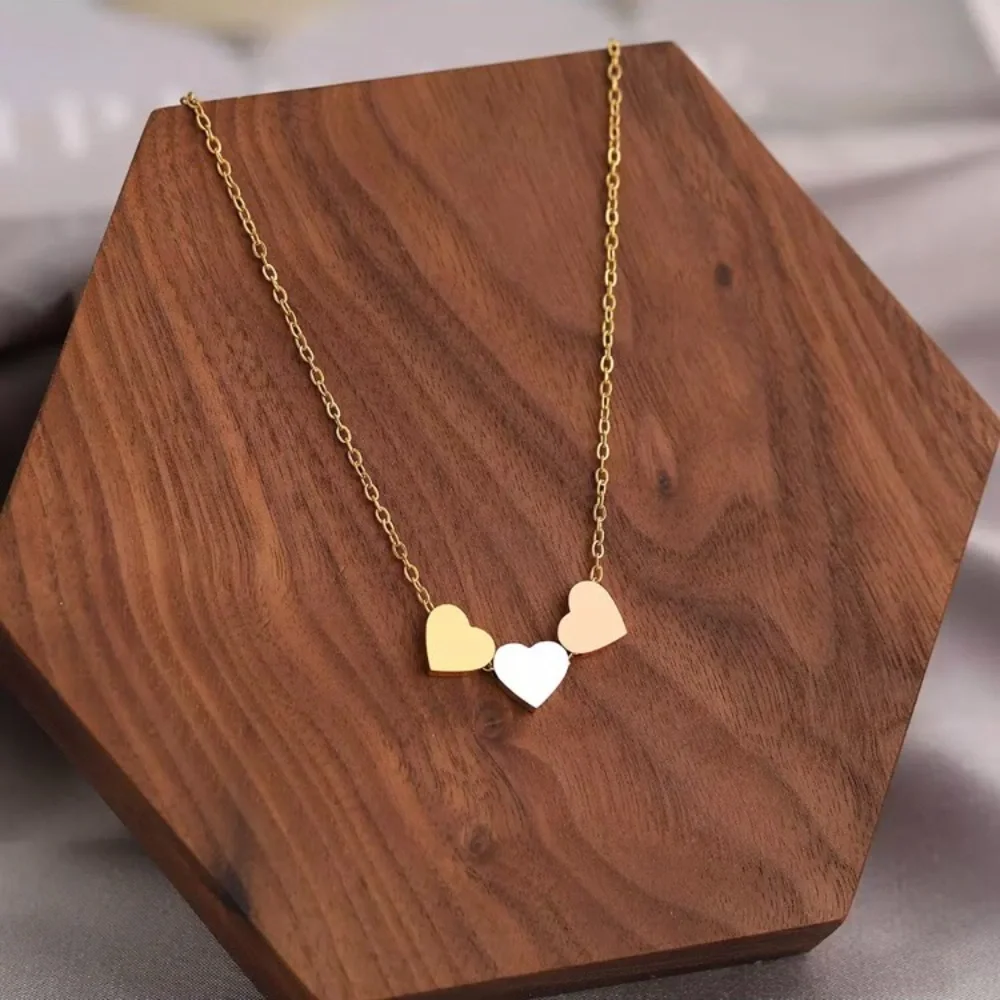 ⚜️𝟯𝟬%𝗢𝗙𝗙 𝗯𝘂𝗻𝗱𝗹𝗲𝘀 𝟯+⚜️ NEW 3 Hearts Stainless Steel Necklace - Picture 11 of 14